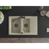 Mexen Gaspar 1.5-bowl Granite Sink with Drainer and Carla Kitchen Faucet, Beige - 6507-69-670700-70