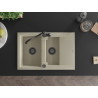 Mexen Gaspar granite sink 1.5-bowl with drainer and kitchen faucet Carla, beige - 6507-69-670700-70