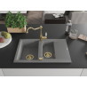 Mexen Gaspar granite sink 1.5-bowl with drainer and kitchen faucet Carla, gray - 6507-71-670700-50