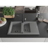 Mexen Gaspar granite sink 1.5-bowl with drainer and kitchen faucet Carla, gray - 6507-71-670700-70-B