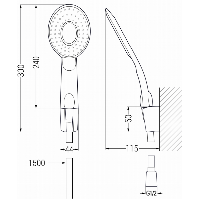 Mexen R-73 fixed shower set, black - 785735052-70