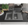 Mexen Gaspar 1.5-bowl granite sink with drainer and Carla kitchen tap, gray - 6507-71-670700-71