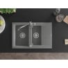 Mexen Gaspar granite sink 1.5-bowl with drainer and Carla kitchen tap, grey - 6507-71-670700-71