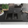 Mexen Gaspar granite kitchen sink 1.5-bowl with drainer and kitchen faucet Carla black/gold metallic - 6507-75-670700-70-B