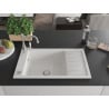 Mexen Elias granite sink 1-bowl with drainer and Carla kitchen tap, white - 6511-20-670700-00