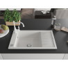 Mexen Elias 1-bowl granite sink with drainer and Carla kitchen faucet, white - 6511-20-670700-20