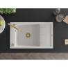 Mexen Elias granite sink 1-bowl with drainer and kitchen faucet Carla, white - 6511-20-670700-50