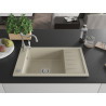 Mexen Elias granite kitchen sink 1-bowl with drainer and Carla kitchen faucet, beige - 6511-69-670700-00