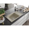 Mexen Elias granite sink 1-bowl with drainer and kitchen faucet Carla, beige - 6511-69-670700-00