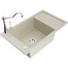 Mexen Elias granite sink 1-bowl with drainer and kitchen faucet Carla, beige - 6511-69-670700-00