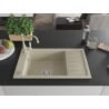 Mexen Elias 1-bowl granite sink with drainer and Carla kitchen tap, beige - 6511-69-670700-69