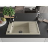 Mexen Elias granite kitchen sink 1-bowl with drainer and kitchen faucet Carla, beige - 6511-69-670700-70