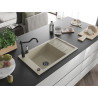 Mexen Elias 1-bowl granite sink with drainer and kitchen faucet Carla, beige - 6511-69-670700-70