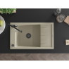 Mexen Elias granite kitchen sink 1-bowl with drainer and kitchen faucet Carla, beige - 6511-69-670700-70