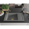 Mexen Elias granite kitchen sink with 1 basin and drainer with Carla kitchen tap, gray - 6511-71-670700-50
