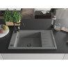 Mexen Elias granite kitchen sink 1-bowl with drainer and kitchen faucet Carla, gray - 6511-71-670700-70-B
