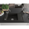 Mexen Elias granite kitchen sink 1-bowl with drainer and kitchen faucet Carla, black/gold metallic - 6511-75-670700-00