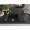 Mexen Elias granite sink 1-bowl with drainer and Carla kitchen tap, black/gold metallic - 6511-75-670700-00