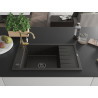 Mexen Elias 1-bowl granite sink with drainer and kitchen faucet Carla, black/gold metallic - 6511-75-670700-50-B