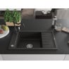 Mexen Elias 1-bowl granite sink with drainer and Carla kitchen tap, black/gold metallic - 6511-75-670700-70