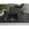 Mexen Elias 1-bowl granite sink with drainer and kitchen faucet Carla, black/gold metallic - 6511-75-670700-70