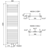 Mexen Mars 1200 x 400 mm Bathroom Radiator, 439 W, White - W110-1200-400-00-20