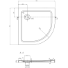 Mexen Flat Shower Tray Semi-Circular Slim 70 x 70 cm, Black, Golden Syphon - 41707070G