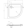 Mexen Flat semicircular slim shower tray 70 x 70 cm, white, chrome siphon - 41107070