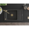 Mexen Elias granite kitchen sink 1-bowl with drainer and Carla kitchen tap, black speckled - 6511-76-670700-50