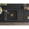 Mexen Elias granite kitchen sink 1-bowl with drainer and kitchen faucet Carla, black speckled - 6511-76-670700-50