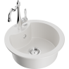 Mexen Diego 1-compartment granite sink with a kitchen mixer tap Carla, White - 6512-20-670700-00