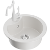 Mexen Diego 1-bowl granite sink with kitchen faucet Carla, white - 6512-20-670700-20
