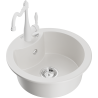 Mexen Diego granite sink 1-bowl with kitchen faucet Carla, white - 6512-20-670700-20