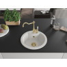 Mexen Diego granite kitchen sink 1-bowl with Carla faucet, white - 6512-20-670700-50
