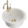 Mexen Diego granite sink 1-bowl with Carla kitchen faucet, white - 6512-20-670700-50