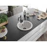 Mexen Diego granite kitchen sink 1-bowl with faucet Carla, white - 6512-20-670700-70