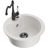 Mexen Diego granite kitchen sink 1-bowl with faucet Carla, white - 6512-20-670700-70