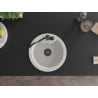Mexen Diego granite kitchen sink 1-bowl with faucet Carla, white - 6512-20-670700-70