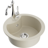Mexen Diego 1-bowl granite sink with Carla kitchen faucet, beige - 6512-69-670700-00