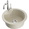 Mexen Diego 1-compartment granite sink with a kitchen mixer tap Carla, Beige - 6512-69-670700-00