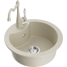 Mexen Diego 1-bowl granite sink with Carla kitchen tap, beige - 6512-69-670700-69