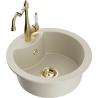 Mexen Diego single-bowl granite sink with Carla kitchen faucet, beige - 6512-69-670700-50