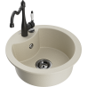 Mexen Diego granite sink 1-bowl with kitchen faucet Carla, beige - 6512-69-670700-70