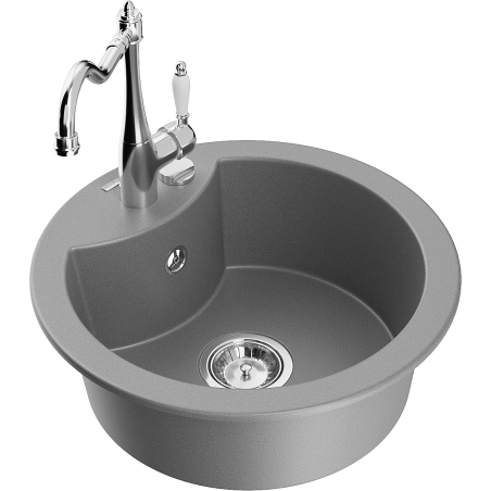 Mexen Diego 1-bowl Granite Sink with Carla Kitchen Tap, Grey - 6512-71-670700-00