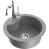 Mexen Diego granite sink 1-bowl with kitchen faucet Carla, gray - 6512-71-670700-00