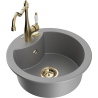 Mexen Diego 1-compartment granite sink with a kitchen mixer tap Carla, Grey - 6512-71-670700-50