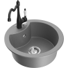 Mexen Diego 1-compartment granite sink with a kitchen mixer tap Carla, Grey - 6512-71-670700-70