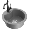 Mexen Diego granite kitchen sink 1-bowl with Carla kitchen tap, grey - 6512-71-670700-70