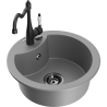 Mexen Diego 1-compartment granite sink with a kitchen mixer tap Carla, Grey - 6512-71-670700-70-B