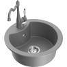 Mexen Diego 1-compartment granite sink with a kitchen mixer tap Carla, Grey - 6512-71-670700-71